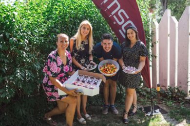 Fun at a party with a young group of colleagues