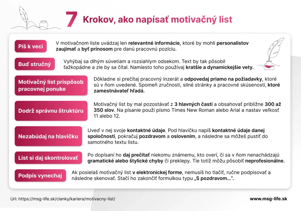 7 krokov a tipov na motivačný list