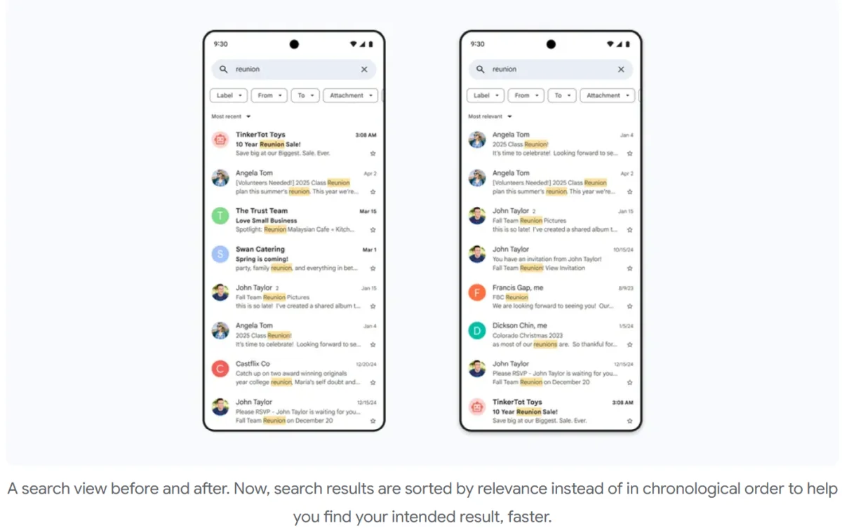 google mail zmeny v radení mailov